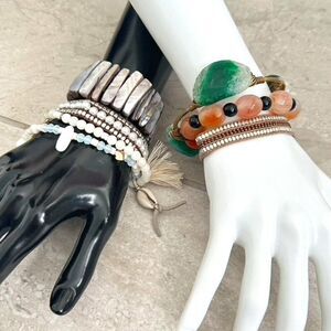Fun Bracelet Bundle lot - Gemstone stone Sea Shell Beaded
